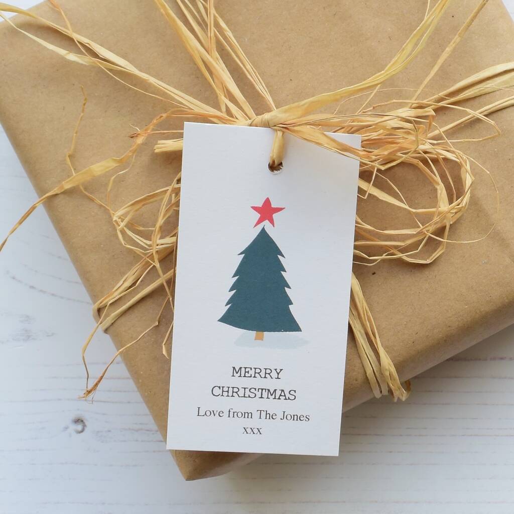 10 Personalised Christmas Tree Christmas Gift Tags, 1 of 2