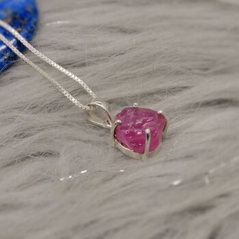 Raw Ruby Pendant Sterling Silver Chain Necklace, 6 of 12