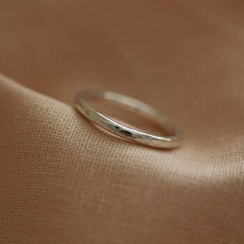 100% Recycled Sterling Silver Hammered Silver Band, 3 of 6