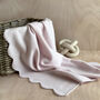 Pure Cashmere Scalloped Edge Baby Blanket In Soft Pink, thumbnail 2 of 7