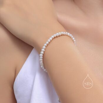 Sterling Silver Natural Freshwater Pearl Bracelet, 2 of 9