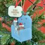 Personalised Metal Christmas Dogs On Armchair Bauble, thumbnail 1 of 2