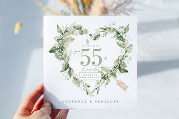 55th Emerald Wedding Anniversary Card *Fully Personalised, 2 of 2