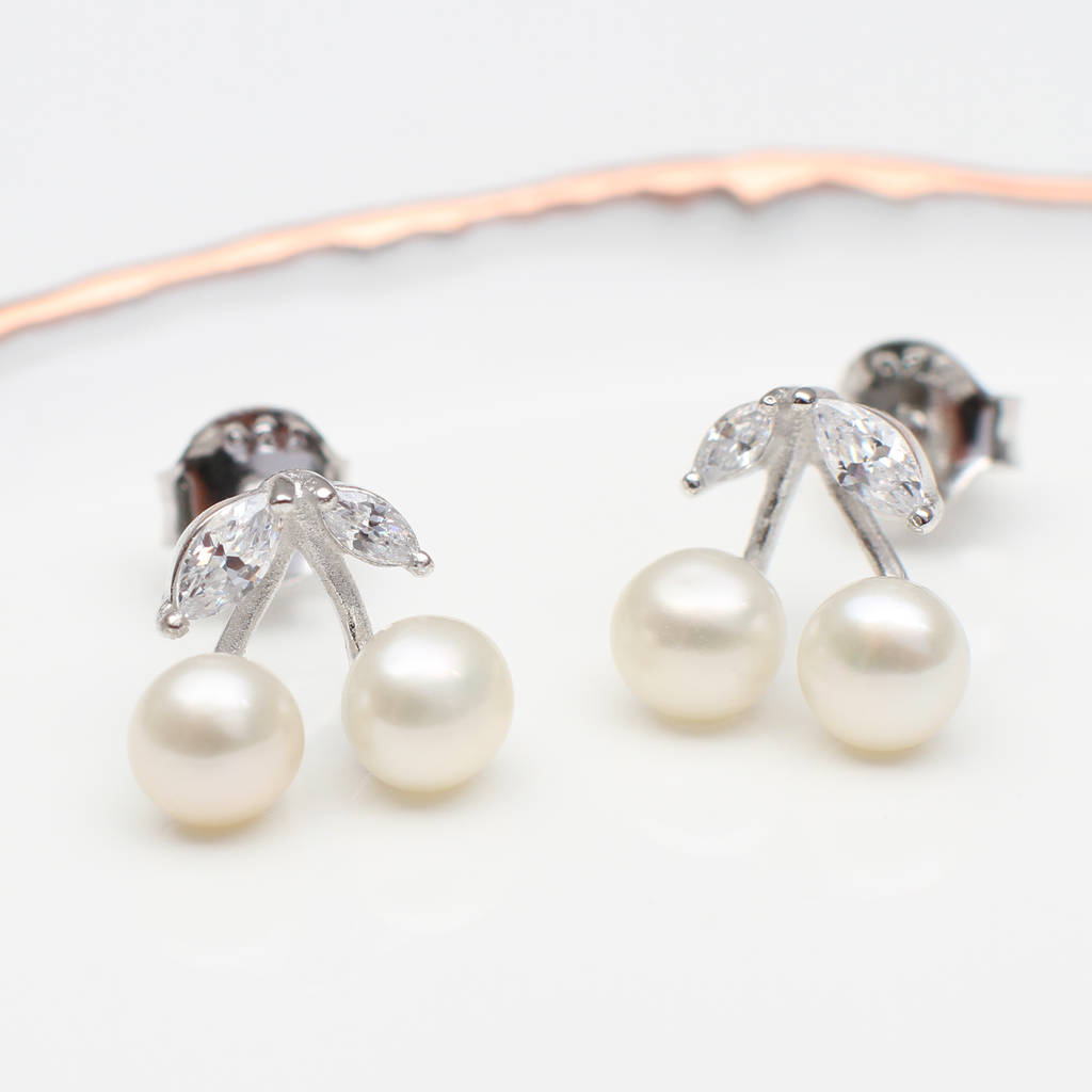 Sterling Silver And Freshwater Pearl Stud Earrings By Hurleyburley