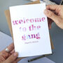 Welcome To The Gang | New Baby Girl Card | Personalised, thumbnail 1 of 5