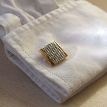 Square Textured Gold Cufflinks Gift For Men 316 L Stainless Steel, 6 of 6