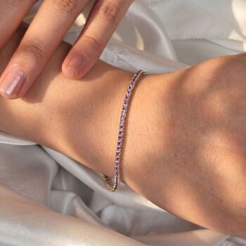 Alexandrite June Birthstone Gold Plated Tennis Bracelet, 2 of 4