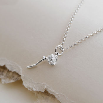 Sterling Silver Delicate Rose Necklace, 3 of 7