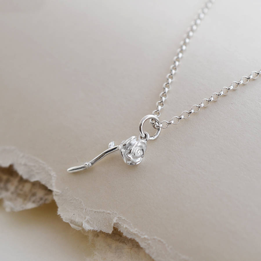 Sterling Silver Delicate Rose Necklace By Martha Jackson Sterling Silver
