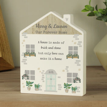 Personalised Love Makes A Home Wooden House Ornament, 2 of 3