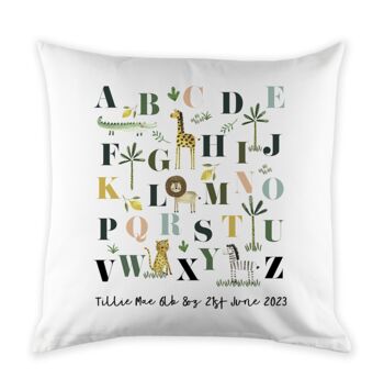 Personalised Safari Animals Alphabet Cushion Cover, 2 of 4
