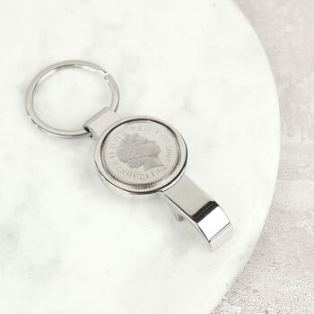 Personalised 18th Birthday Ten Pence Keyring Bottle Opener, 6 of 9