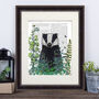 Badger In The Garden, Book Print, Framed Or Unframed, thumbnail 1 of 7