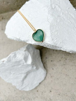 Fluorite Puff Heart Gold Plated Necklace, 5 of 7