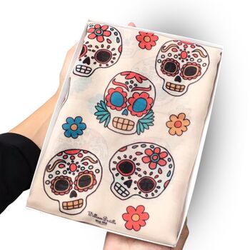 Sugar Skulls Halloween Print Scarf In Personalised Gift Box, 2 of 4