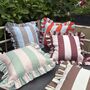 Outdoor Ruffle Striped Cushion, thumbnail 1 of 6