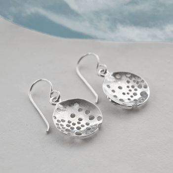 Sterling Silver Dangly Bubble Dish Earrings, 2 of 6