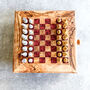 Personalised Handmade Olive Wood Full Chess Board Set, thumbnail 5 of 12