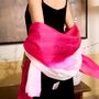 100% Mulberry Silk Scarf, Ombre Hot Pink And White In Gift Box, thumbnail 5 of 12