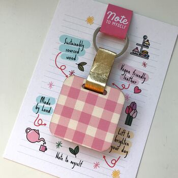 Personalised Pink Gingham Printed Mirror Keyring, 5 of 6