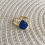 Blue Druzy Crystal Teardrop 18k Gold Plated Ring, thumbnail 1 of 6