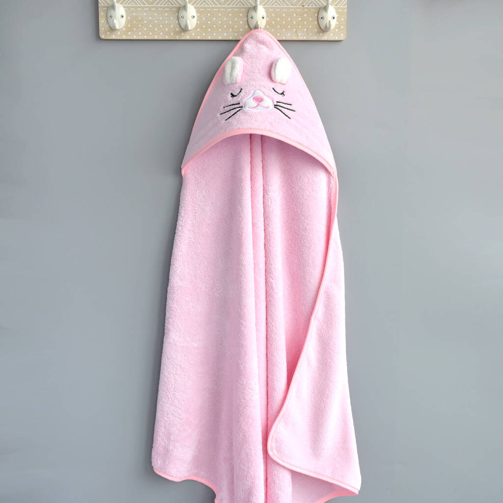 Personalised Pink Cat Hooded Towel By KEEDD
