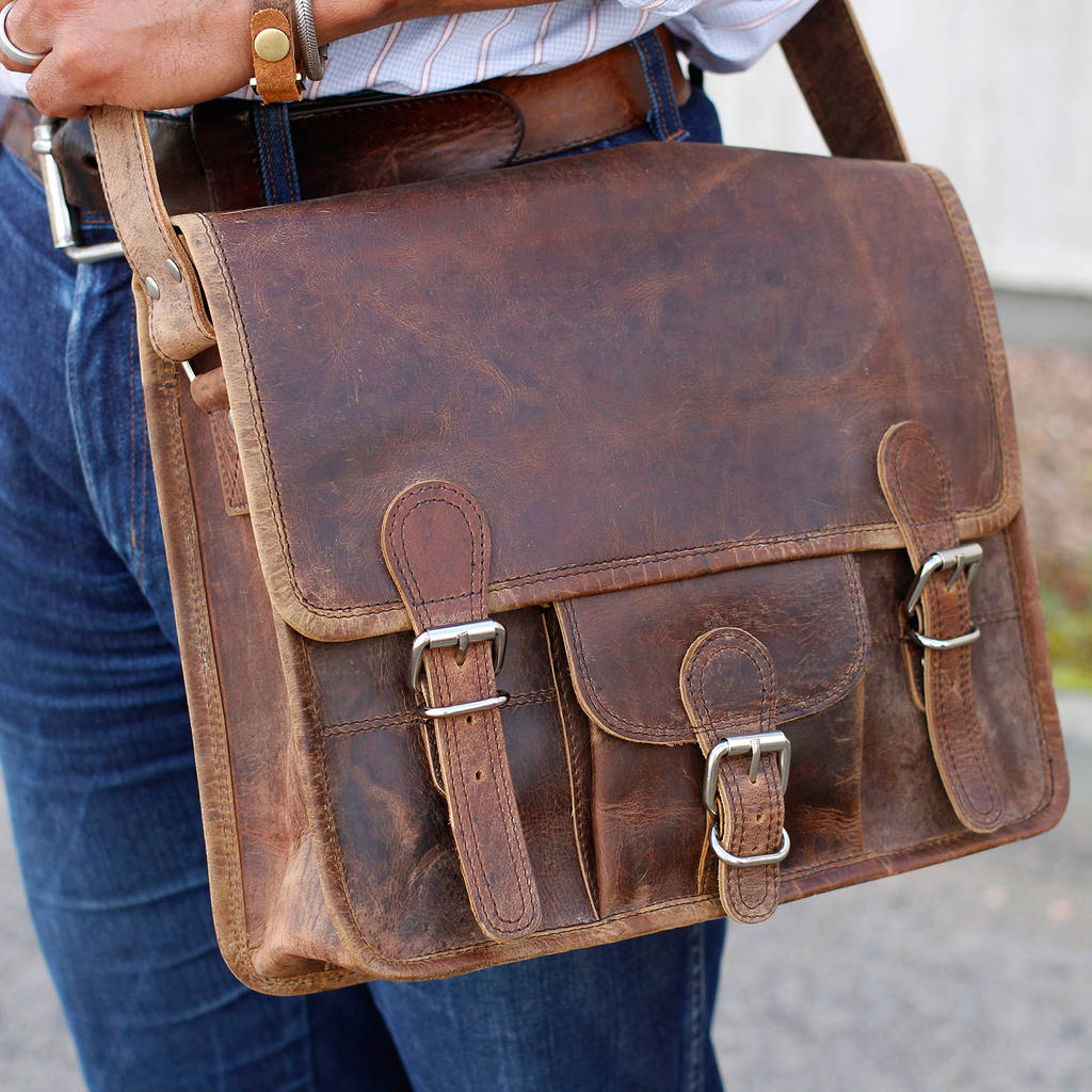leather satchel bag by scaramanga | notonthehighstreet.com