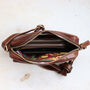 Leather Crossbody Bag With Pocket, Brown, thumbnail 5 of 6