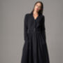 Johanna Black Classic Crepe Midi Shirt Dress, thumbnail 3 of 4