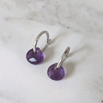 Amethyst Teardrop February Birthstone Earrings, Silver, 4 of 6