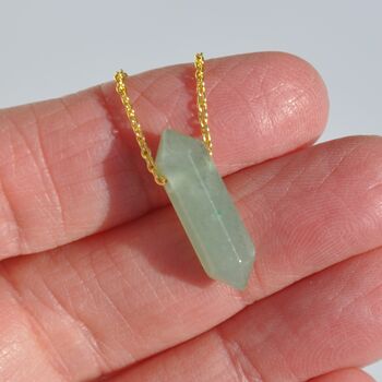 Gold Plated Crystal Double Point Dainty Necklace Rose Quartz, Amethyst, Malachite, Turquoise, 3 of 12