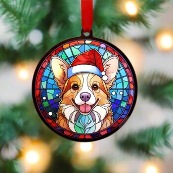 Corgi In Santa Hat Suncatcher Decoration, 4 of 6