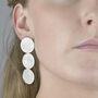 Three Circle Sterling Silver Textured Drop Earrings, thumbnail 1 of 4
