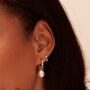 Diamond Style Baguette Pearl Drop Hoop Earrings, thumbnail 1 of 11