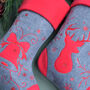 Personalised Grey Christmas Stocking With Reindeer, thumbnail 4 of 5