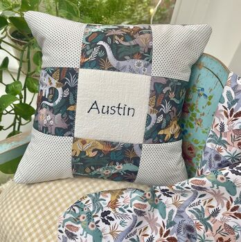 Patchwork Dinosaur Name Cushion, 5 of 5