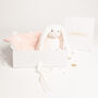 White Bunny Toy And Pink Heart Blanket Baby Gift Set, thumbnail 2 of 5