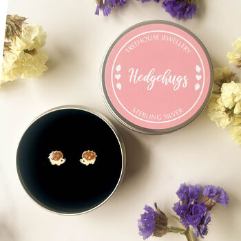 Sterling Silver Hedgehog Earrings In A Gift Tin, 2 of 9