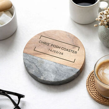 Personalised Marble And Wooden Coaster, 4 of 12