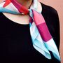 Savoy Pop Blues Square Silk Scarf, thumbnail 3 of 5