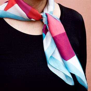 Savoy Pop Blues Square Silk Scarf, 3 of 5