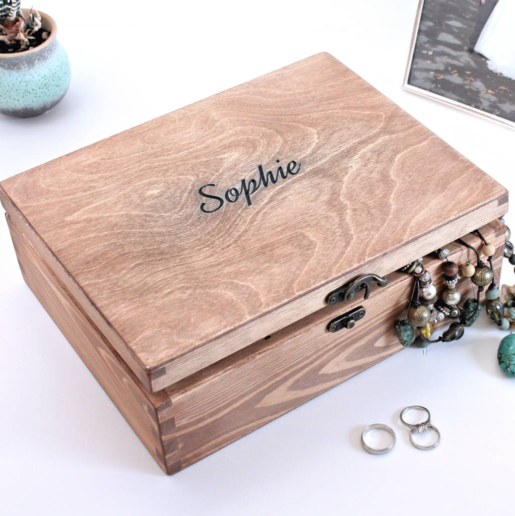 Personalised Wooden Jewellery Box By Warner's End