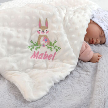 Personalised Embroidered Bunny Baby Blanket With Name, 4 of 10