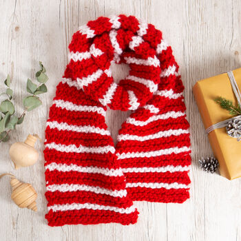 Adult Candy Cane Scarf Knitting Kit, 2 of 3