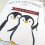 Xmas Penguin Pair Personalised Christmas Card, thumbnail 3 of 3