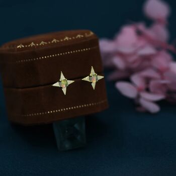 Star Opal Stud Earrings In Sterling Silver, 5 of 12