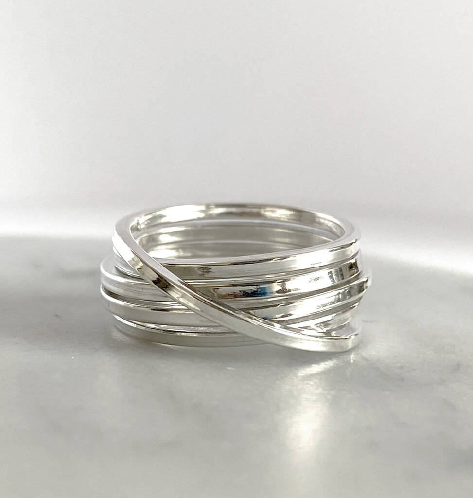 Square Wire Overlapping Sterling Silver Ring, 1 of 3