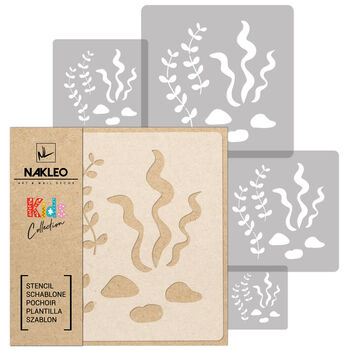 Reusable Plastic Stencils Five Pcs Seaweed With Brushes, 2 of 5