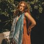Turquoise Vintage Lace And Paisley Tassel Pashmina, thumbnail 1 of 7