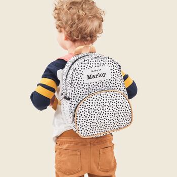 Personalised Black And White Polka Dot Mini Backpack, 5 of 9